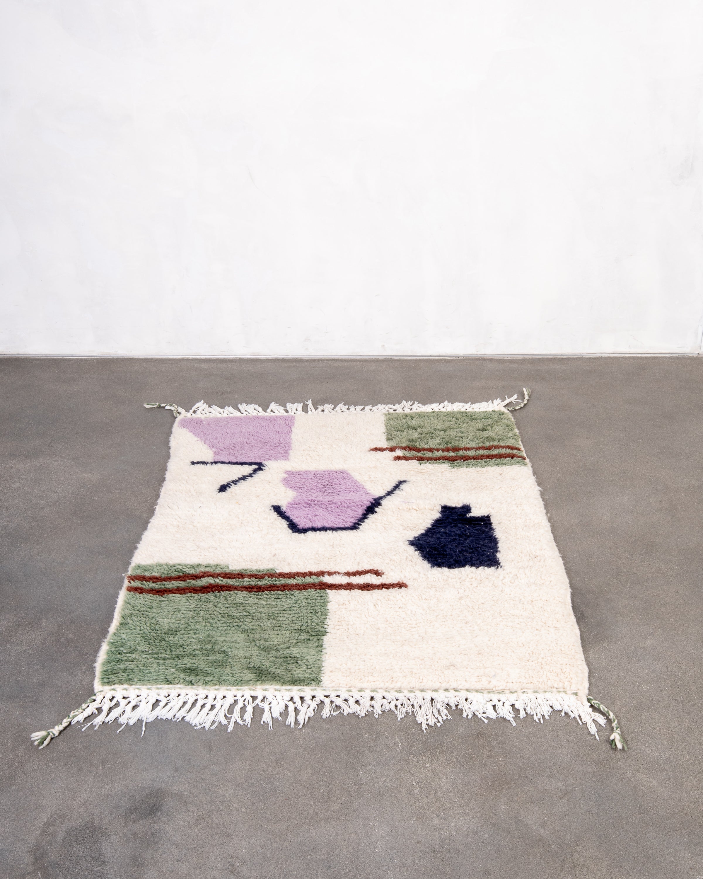 Modern designer handcrafted Berber rug from morocco Beniourain with beautiful colors and patterns